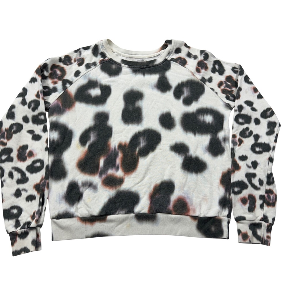 AllSaints Oxblood Echo Sweat Leopard Animal Print Sweatshirt WM081D US 6 UK 10